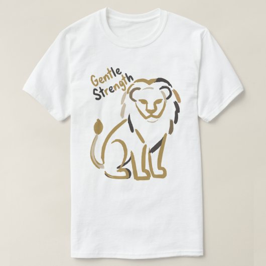 Gentle Strength Lion Minimalist Motivation T-shirt (Design voorkant)