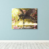 Gentle Touch~winged eenhoorn canvas Afdruk (Insitu (Houten vloer))