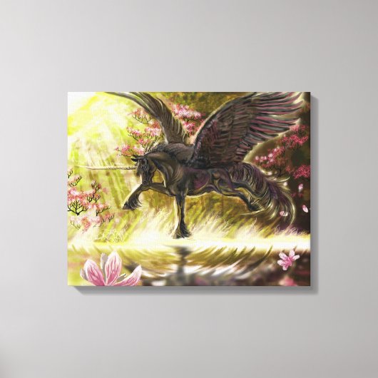 Gentle Touch~winged eenhoorn canvas Afdruk (Voorkant)