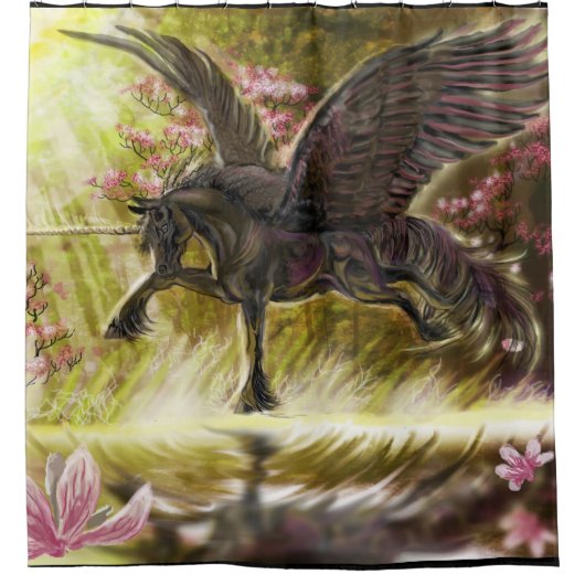 Gentle Touch~winged unicorn Douchegordijn (Voorkant)