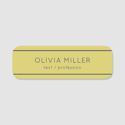 Gentle Warm Yellow Minimalist Name Tag (Voorkant)