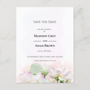 Gentle Water Lilies and Lotuses Save the Date Aankondigingskaart