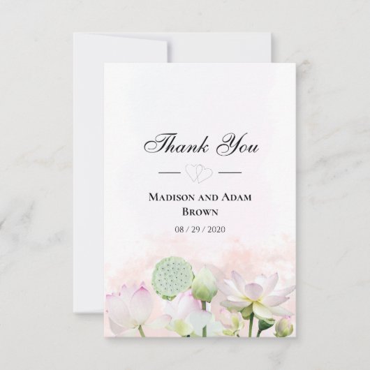 Gentle Water Lilies en Loti Waterverf Dank u wel Bedankkaart (Voorkant)