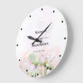 Gentle Water Lilies en Lotuses Waterverf Wedding Grote Klok (Hoek)