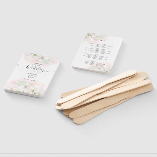 Gentle Water Lilies & Loti Waterverf Wedding Menu Handwaaier (Niet-gemonteerd)