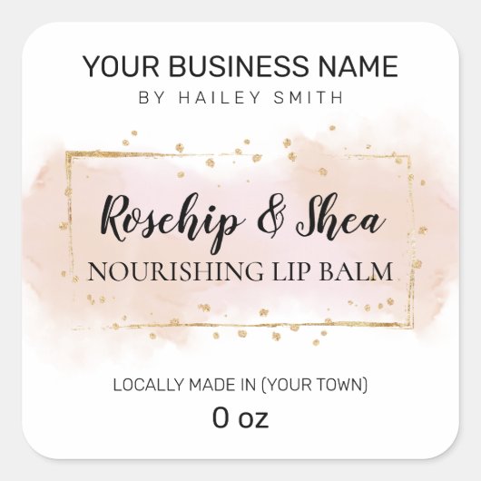 Gentle Waterverf Rosehip Lip Balm Vierkante Sticker (Voorkant)