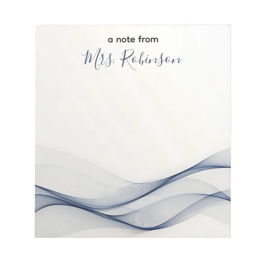 Gentle Wavy Lines Leraar Waardering Aangepast Notitieblok (Voorkant)