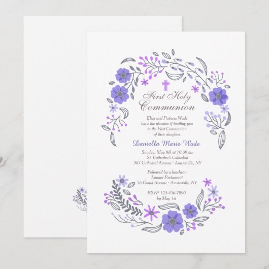 Gentle Whisper Lavender Invitation Kaart (Voorkant / Achterkant)