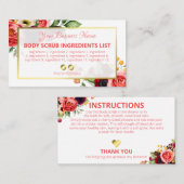 Gentle White Floral Spa Ingredients Instructions Visitekaartje (Voorkant / Achterkant)