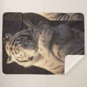 Gentle White Tiger Sherpa Blanket – Comfort & Calm Sherpa Deken (Voorkant (horizontaal))