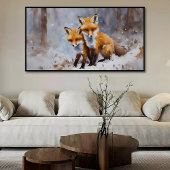 Gentle Winter Foxes Print | Samsung Frame TV Art