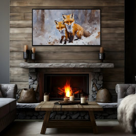 Gentle Winter Foxes Print | Samsung Frame TV Art