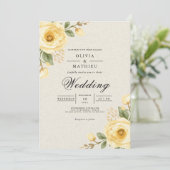 Gentle Yellow Bloom Floral Wedding Kaart (Staand voorkant)