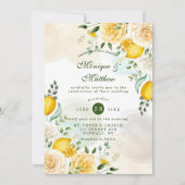 Gentle Yellow Roses and Lemons Wedding Kaart (Voorkant)
