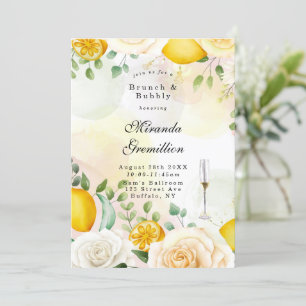 Gentle Yellow Roses Lemons Brunch en Bubble Kaart