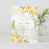 Gentle Yellow Roses Lemons Couples Shower Invites (Staand voorkant)