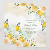 Gentle Yellow Roses Lemons Couples Shower Invites (Voorkant / Achterkant)