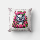 Gentle Zebra in Rose Wreath Kussen (Voorkant)