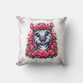 Gentle Zebra in Rose Wreath Kussen