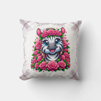 Gentle Zebra in Rose Wreath Kussen