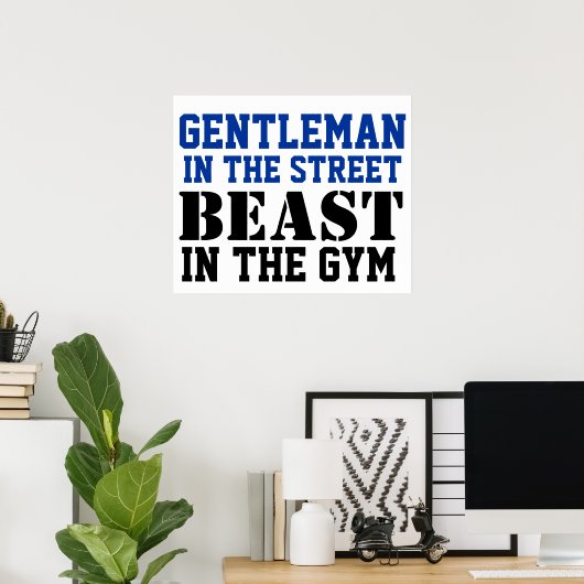 Gentleman and Beast Workout Motivation Poster (Thuiskantoor)