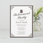  Gentleman Art Deco Border Retirement Party Kaart (Staand voorkant)