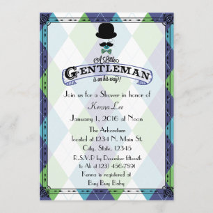 Gentleman Baby shower Argyle Kaart