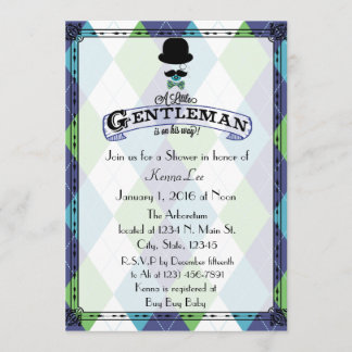 Gentleman Baby shower Argyle Kaart