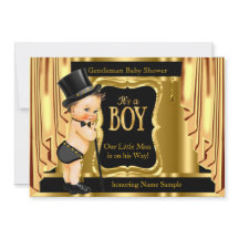 Gentleman Baby shower Black Gold Drapes Brunette