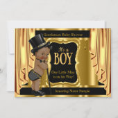 Gentleman Baby shower Black Gold Drapes Ethnic Kaart (Voorkant)