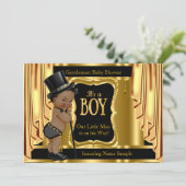 Gentleman Baby shower Black Gold Drapes Ethnic Kaart (Staand voorkant)