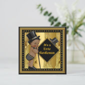 Gentleman Baby shower Boy Gold Black Enic Kaart (Staand voorkant)