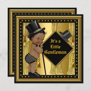 Gentleman Baby shower Boy Gold Black Enic Kaart