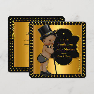 Gentleman Baby shower Boy Tophat Cane Enic Kaart