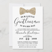 Gentleman Baby shower Invitation, Faux Gold Kaart (Voorkant)