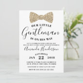 Gentleman Baby shower Invitation, Faux Gold Kaart (Staand voorkant)