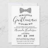 Gentleman Baby shower Invitation, Faux Silver Kaart (Voorkant)