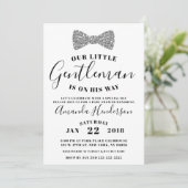 Gentleman Baby shower Invitation, Faux Silver Kaart (Staand voorkant)