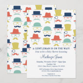 Gentleman Baby shower Invitation Mustache Petten H Kaart (Voorkant / Achterkant)