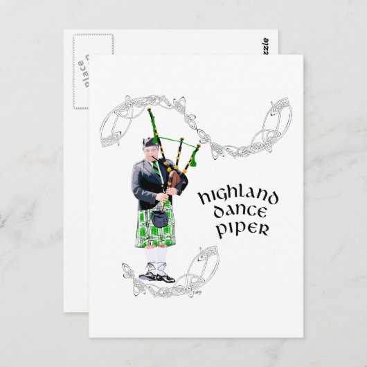 Gentleman Bagpiper in Green Kilt Briefkaart (Voorkant / Achterkant)