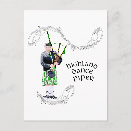 Gentleman Bagpiper in Green Kilt Briefkaart (Voorkant)