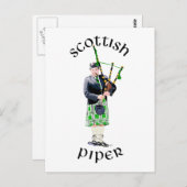 Gentleman Bagpiper in Green Kilt Briefkaart (Voorkant / Achterkant)