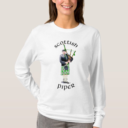 Gentleman Bagpiper in Green Kilt T-shirt (Voorkant)