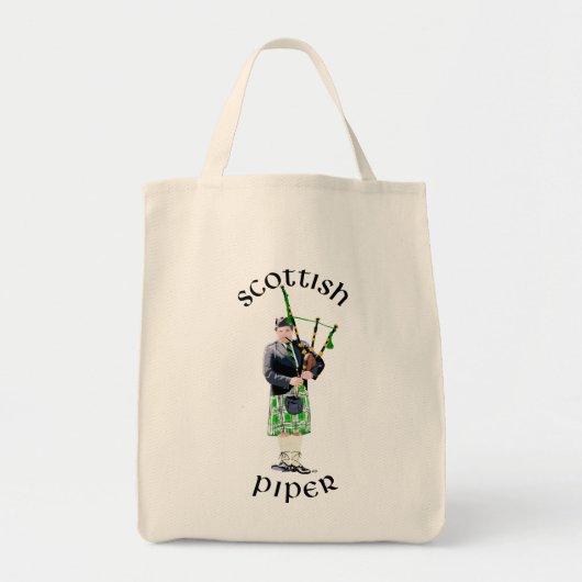 Gentleman Bagpiper in Green Kilt Tote Bag (Voorkant)