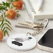 Gentleman Bird Dragen een cilinder Pet Sleutelhanger (Voorkant Rechts)