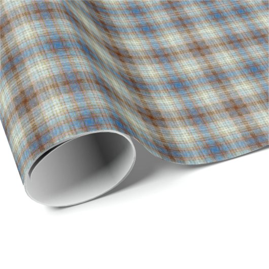 Gentleman Blue Bronze Tartan Gingham Pattern Cadeaupapier (Rol Hoek)