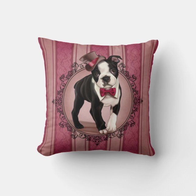 Gentleman Boston Terrier Kussen (Voorkant)