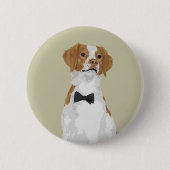 Gentleman Brittany Dog Pin Button voor Hondenliefh (Voorkant)