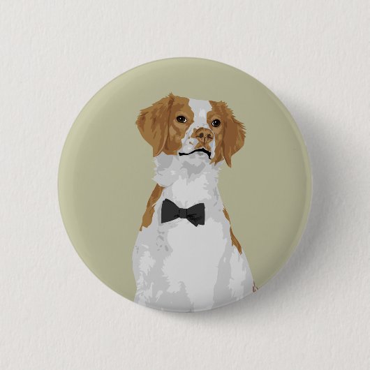Gentleman Brittany Dog Pin Button voor Hondenliefh (Voorkant)