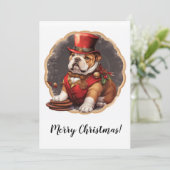 Gentleman Bulldog Kerstmis Feestelijke Kaart (Staand voorkant)